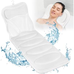 Full Body Bath Pillow for Bathtub, Thick Bathtub Cushion with Laundry Bag, Bath Tub Pillows for Headrest Neck and Back Support White 51" x 17"