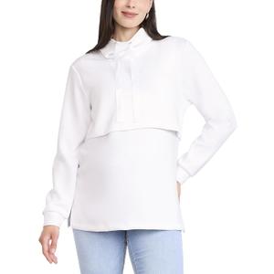 Motherhood Maternity Women's Long Sleeve Funnel Neck Nursing Pullover Pregnancy Sweatshirt for Breastfeeding