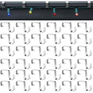 MorningRo 50 Pcs Gutter Clips for Hanging Outdoor Lights Christmas Hooks Aluminum Weatherproof Gutter Clips Hangers for Holiday Seasonal Outside String Lights Xmas Decoration (Silver)