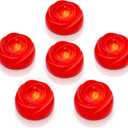 Enido Flameless LED Floating Candles Battery Operated Waterproof Plastic Tealights Pack of 6, Centerpieces at Wedding, Party,Valentine's Day (Red)