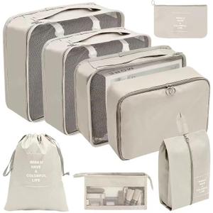 Packing Cubes, 8 Set of Various Sizes Luggage Organizer Bags, Travel Suitcases Lightweight Essential Bag with Compression Storage Shoe Bag, Clothing Underwear Bag, for Man & Women