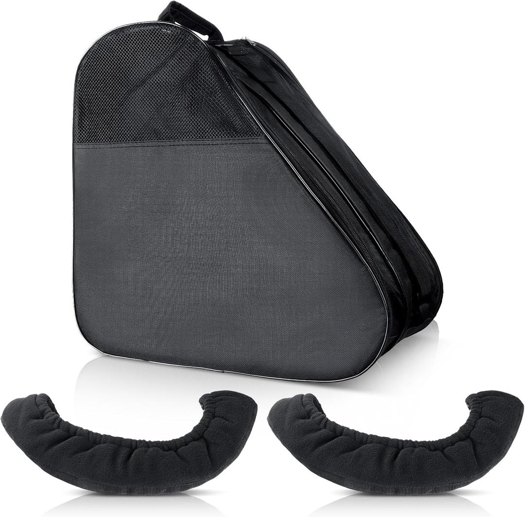 3 Pcs Roller Skate Bag and Ice Blade Cover Set Adjustable Shoulder Strap Fits Quad Inline Skates and Most Roller Skating Accessories