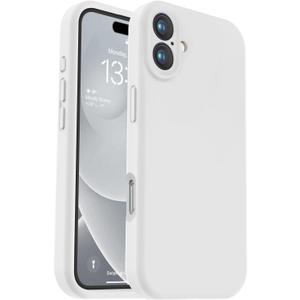 Vooii Compatible with iPhone 16 Plus Case, Liquid Silicone Upgrade [Camera Protection] [Soft Anti-Scratch Microfiber Lining] Shockproof Phone Case for iPhone 16 Plus 6.7 inch - White