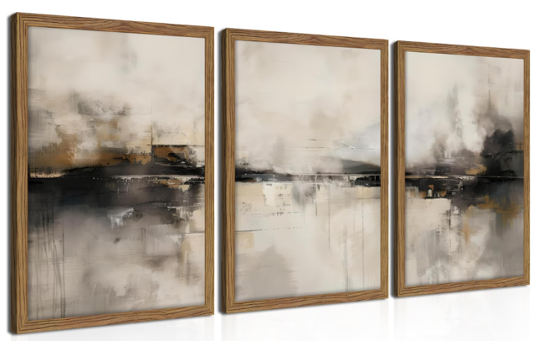 XLYFVLGF Vintage Abstract Landscape Wall Art Beige and brown Wall Decor Pictures Moody Neutral Tones Painting Modern Landscape Prints Artwork for Living Room Bedroom 16x24 Inch Set of 3