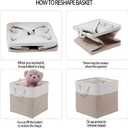 MidmmVick 11 x 11 Inch Cube Storage Bins, 6 Pack Large Collapsible Fabric Storage Bin with Ropes, Foldable Storage Cubes for Home, Office,Closet, Clothes, Toys Organizer (White & Beige-11"x11"x11")