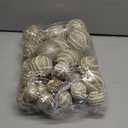 32 Pcs Christmas Hanging Balls - 3 Size Glitter Pearl & Sequin Xmas Tree Ornaments Pearl Balls for Thanksgiving Day Xmas Trees Wreath Garland Holiday Party(Champagne Gold)