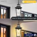 16.4 Inch Black Hanging Porch Lights Outdoor Waterproof Aluminum Outdoor Pendant Light Dusk to Dawn Exterior Hanging Light Fixture for Gazebo E26 Socket