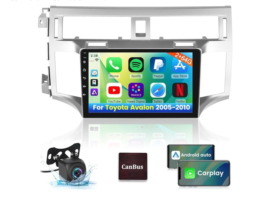 [2G+64G] Car Radio for Toyota Avalon 2005-2010: 9 inch Android Touch Screen Stereo - Wireless Carplay & Android Auto / 1080P / Mirror Link/EQ/WiFi/SWC + AHD Backup Camera + Canbus + Mic