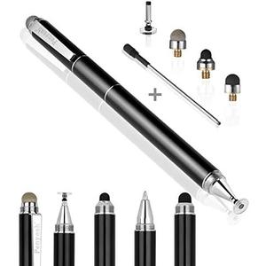 Penyeah Stylus Pen, 4 in 1 Disc Stylus Pens for Touch Screens, High Precision and Sensitivity Universal Capacitive Stylus, Stylist for Tablets,iPhone,iPad,Laptops with 4 Replacement Tips - Black