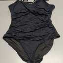 Eomenie Women's One Piece Swimsuits Tummy Control Ruched Push Up Bathing Suit Tie Back Slimming Swimwear L