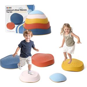Balance Stepping Stones for Kids - 5pcs Vibrant and Nature-Themed Sensory Toys to Encourage Toddlers Balance & Gross Motor Skills for Indoor and Outdoor Play (Garden Party)