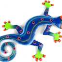 Global Crafts Eight Inch Blue Green Metal Gecko