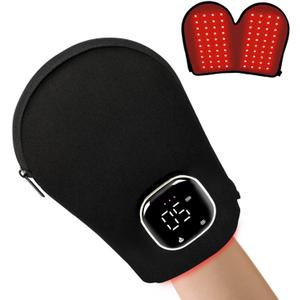 LOVTRAVEL 660nm Red Light Therapy Glove for Hand 850nm Near Infrared Light Device Mitten with Auto-Off Timer Rechargeable Pad for Hands Fingers Wrist Arthritis Joint Pain Relief (7.28" x 10.24")