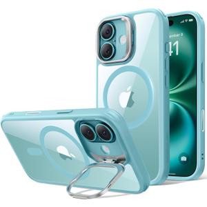 ESR for iPhone 16 Case, Compatible with MagSafe, Military-Grade Protective Case, Built-in Stash Stand Phone Case, Scratch-Resistant Back Cover, Classic Series, Clear Green