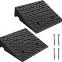 2-Pack Heavy-Duty Rubber Curb Ramps 5" Height, 8818LBS Capacity - Textured Anti-Slip Surface, Driveway Ramps for Cars/Wheelchairs/Lawnmowers, No Ground Drilling Required (16.5"x18.8"x5") (5" Rise)