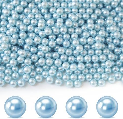 Cusmation 1300Pcs Light Blue Vase Filler No Hole Pearl Beads, 8mm Art Plastic Beads Pearls for Crafting, Vase Filler for Centerpieces Wedding Party Decoration, Home Table Decor, DIY Crafts