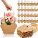 Kolldenn 30 Pcs Flower Bouquet Gift Bags, Flower Wrapping Paper Bag with Handle, Waterproof Floral Packaging Box for Arrangement, Mother's Day, Wedding, Valentine's Day(Natural Kraft)