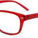 In Style Eyes Seymore Retro Bifocal Reading Glasses - Bifocal Readers for Women and Men, Non-progressive, Adaptive Spring Hinges - Clear Red, 3.0x