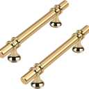 Haliwu 10 Pack Gold Cabinet Handles, Brushed Brass Cabinet Pulls Kitchen Handles Barrel Drawer Dresser Knobs Champagne Gold Pull Kitchen Hardware, 3-3/4 inch Hole to Hole Center