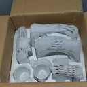 VEWEET, Series Fiona, 30-Piece Dinnerware Sets for 6, White Dishes Set with Black and Gray Stripes, Porcelain Dinner Set Including Dessert Plates, Soup Plates, Dinner Plates, Cups & Saucers