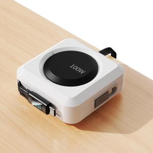 PZOZ 100W Retractable Multi in 1 Charging Cable with LED Display, USB C & USB A to USB C/Lightning/Micro for iPhone 17 16 15 14 iPad Mac Samsung for Desk Desktop Management Organizer