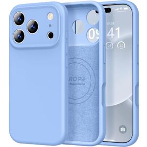 Vooii Magnetic for iPhone 17 Pro Max Case, Compatible with Magsafe (Premium Liquid Silicone) (Integrated Camera Control Button) Full Body Protective Anti-Scratch Microfiber Lining 6.9 inch, Light Blue
