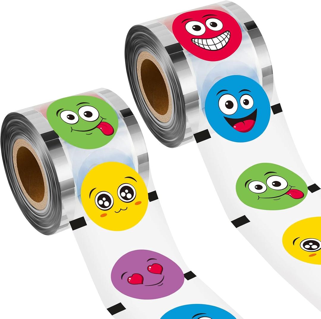 Henoyso 2 Roll 2 Roll Cup Sealer Film for Sealing Machine 90-105 mm 6400 Cups Bubble Tea Sealer Film for 16 oz Plastic Cups for Bubble Tea, Water, Coffee, Juice, Soda (Smile Face Style)