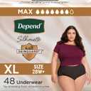Depend Silhouette Adult Diapers, Incontinence & Postpartum Bladder Leak Underwear for Women, Maximum Absorbency, Extra Large, Black, 48 Count (2 Packs of 24), Packaging May Vary