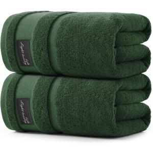 REDKISS Large Bath Towels Set 2 Piece, 100% Cotton, 31x63 in,Heavyweight 760GSM, Highly Absorbent & Quick Dry, Super Soft Luxury Towels for Bathroom,Hotel Collection - Green