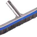Swimming Pool Brush for Cleaning Pool Walls,Tiles & Floors,Heavy Duty 18" Aluminum Stainless Steel Wire Bristle Pool Scrub Brush for Curved Cleaning Brushes with EZ Clips