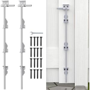 24" Cane Bolt Drop Rod for Gate, Heavy Duty Gate Latch for Wooden Fence Metal Gates, Gate Ground Stopper Hardware for Wood PVC Vinyl Metal Gates, 2 Pack Silver