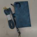 iCoverCase Compatible with iPhone 11 Wallet Case with Card Holder, Crossbody with Wrist Strap, PU Leather Kickstand Zipper Card Slots [Not Detachable] Flip Cover Case 6.1 Inch (Blue)