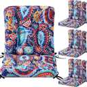 Hoteam 4 Set Outdoor Patio Chair Cushions 20 x 42 in Deep Seat Waterproof Patio Cushions Set for Furniture Replacement Removable Seat and Back (Red Paisley Pattern)