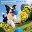 3PCS Dog Balls, Indestructible Dog Toys with Bell, Tennis Balls for Aggressive Chewers, Dog Teething Chew Toys for Small/Medium/Large Breeds(3 Inch)