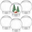 6 Pieces DIY Snow Globe Water Globe 3.6 Inch Clear PET Plastic with Screw Off Cap for DIY Crafts Christmas Decoration