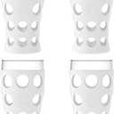 Lifefactory 20-Ounce Beverage Glasses with Protective Silicone Sleeves, 4 Count (Pack of 1), Optic White, LF340141C4