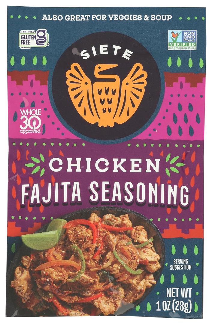 Siete Chicken Fajita Seasoning Mix | Seasoning for Chicken and Veggies | Gluten Free | Vegan | Non GMO | Whole30 Approved | 1 Packet (7 Servings)