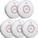 Jemay Smoke and Carbon Monoxide Detector, 10 Year Battery Operated Smoke Detector Carbon Monoxide Detector Combo, Dual Sensor Smoke CO Alarm with LED Indicator and Silence Function, AW183-A, 5 Packs