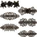 Geyoga 6 Pieces Vintage Hair Barrettes for Women Retro Flower French Pearl Crystal Rhinestones Clips Hair Pins for Women Styling Accessories(Elegant Style)