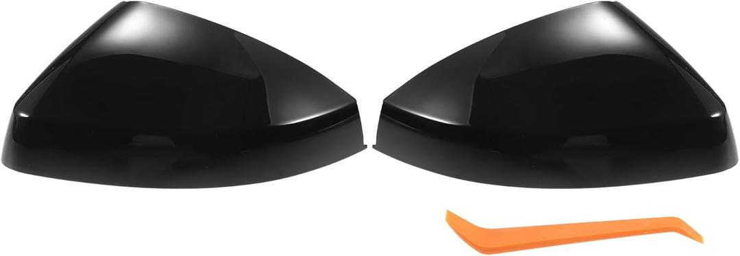 X AUTOHAUX Pair Car Rear View Driver Passenger Side Mirror Cover Cap Replacement Gloss Black for Audi A3 S3 8V 2013-2018 for Audi S3 8V 2015-2018 Mirror Guard Covers Exterior Decoration Trims