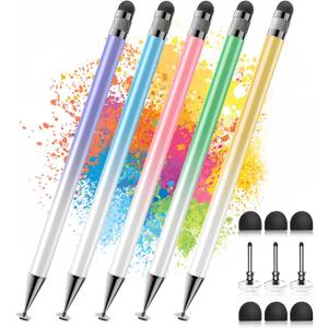 Bopomofo Stylus (5 Pcs),2-in-1 Stylus Pen for Touchscreen, High Precision and Sensitivity, Suitable for iPhone/ipad/Android Tablets, Compatible with Touch Screens(Pink/Yellow/Green/Blue/Purple)