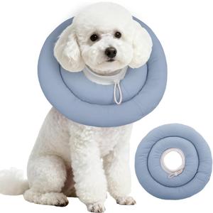 IDOMIK Dog Recovery Collar, Waterproof Soft Dog Cone After Surgery, Comfy Protective Elizabethan Collar Alternative for Dogs Cats, Adjustable Pet Neck Donut Cone Anti-Licking Biting Wounds,Blue,M