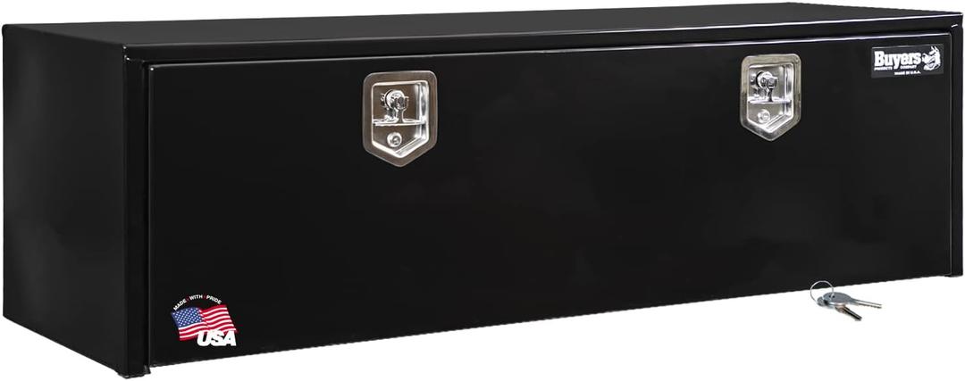 Buyers Products 1702315 Black Steel Underbody Truck Tool Box  18 x 18 x 60 Inch Heavy-Duty Job Box, Weather-Resistant Truck Bed Storage, Locking T-Latch, Made in USA