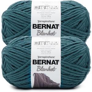 Bernat Blanket BB Dark Teal Yarn - 2 Pack of 300g/10.5 oz - 100% Polyester - #6 Super Bulky - 220 Yards - Knitting/Crochet