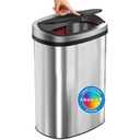 iTouchless Push-Top Lid 13 Gallon Trash Can with Odor Control System Stainless Steel Garbage Bin, Press-Top, Soft-Close Spring Lid, Fingerprint-Resistant for Kitchen, Bathroom, Home Office, Restroom
