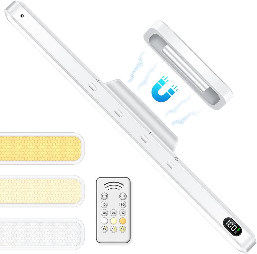 WILLED 5W Led Light Bar with Remote Control, 2500mah Eye-Friendly Vanity Lights Stick On, 3 Color Temperatures Mirror Lights, Button Control Magnetic Light Bar for Cabinet,Closet,Bathroom and Desk (No Motion Sensor)