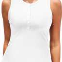 Daci Tankini Tops for Women High Neck Swim Top Tummy Control Bathing Suit Top Modest Swim Tank Top No Bottom (X-Large, Ribbed White)