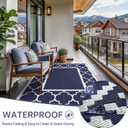 GENIMO 5' x 8' Outdoor Rug Waterproof for Patio Decor, Foldable Reversible Plastic Straw Area Rugs Mat for Camper, Outside Carpet for Rv, Deck, Porch, Picnic, Beach, Balcony, Blue & White
