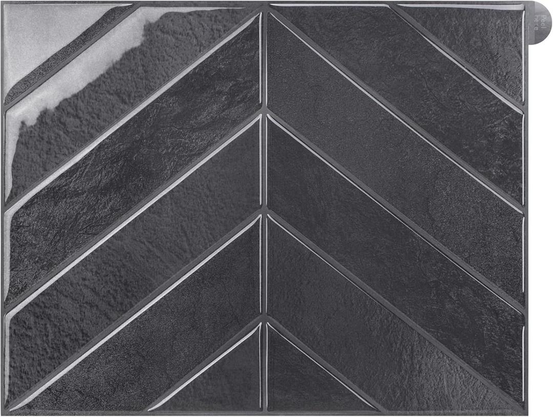 Peel and Stick Backsplash for Kitchen,New Upgrade Herringbone Premium Tiles,Stick on Subway Tile Peel and Stick for Bathroom,Black 10-Sheet.