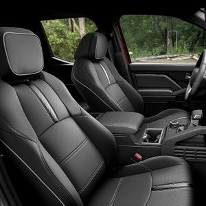 DiffCar® for Toyota Tacoma Seat Covers 2024 2025 2026(Gas Only), Full Set Faux Nappa Leather Truck Accessories for Tacoma Double Cab 4th Gen, Car Pickup Seat Protector Custom Fit Front Rear,Black/Gray